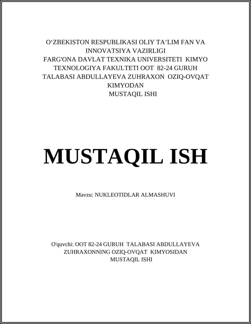 NUKLEOTIDLAR ALMASHUVI