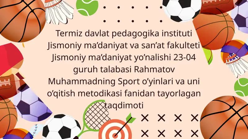 Sport o'yinlari orqali talabalarda sog'lom turmush tarzini shakllantirish