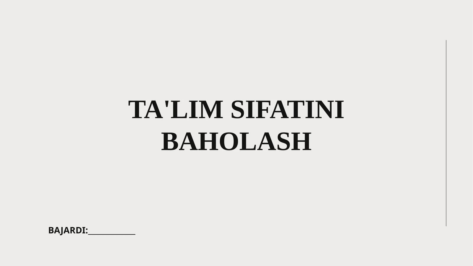 Ta'lim sifatini baholash