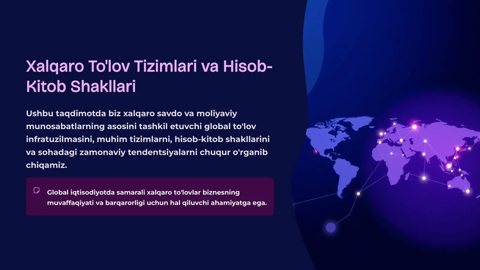 Xalqaro To'lov Tizimlari va Hisob-Kitob Shakllari