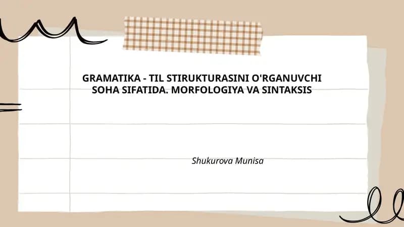 MORFOLOGIYA VA SINTAKSIS