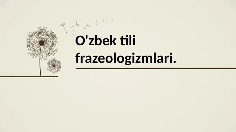 O'zbek tili frazeologizmlari.
