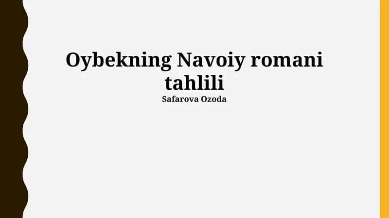 Oybekning Navoiy romani tahlili