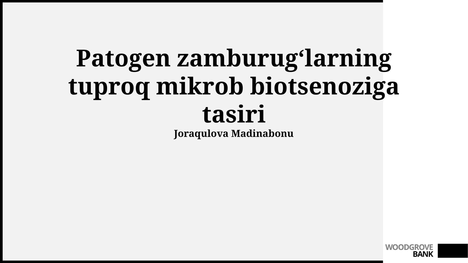 Patogen Zambarunglarning Tuproq Mikrobiotasiga Ta'siri