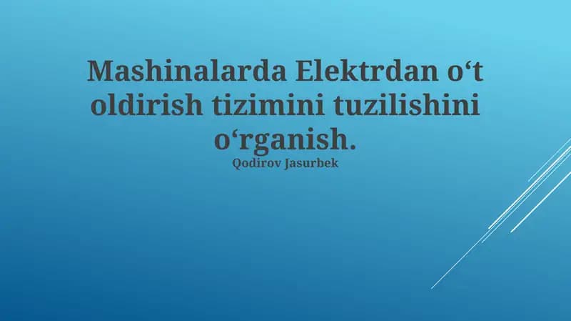 Elektr o't oldirish tizimi