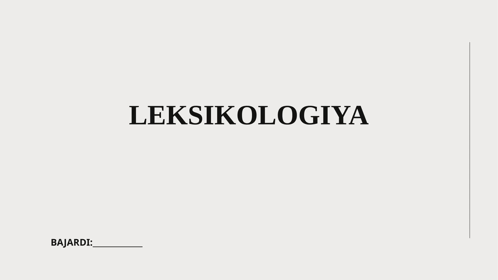 LEKSIKOLOGIYA