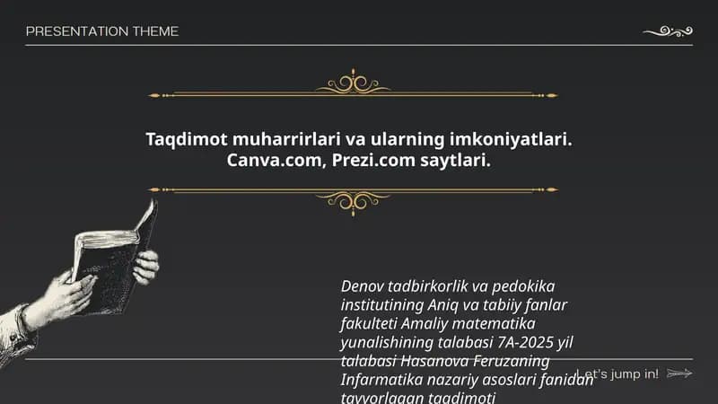 Infarmatika nazariy asoslari fanidan tayyorlagan taqdimoti