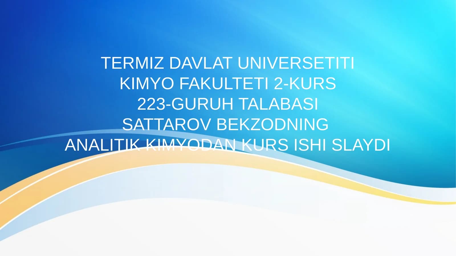 Fe(III) ionini sulfasolitsil bilan spektrofotometrik usulda aniqlashning optimal sharoitlarini o’rganish