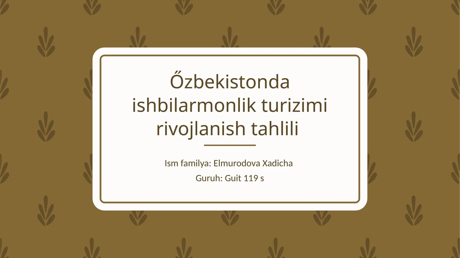 Őzbekistonda ishbilarmonlik turizmi rivojlanish tahlili