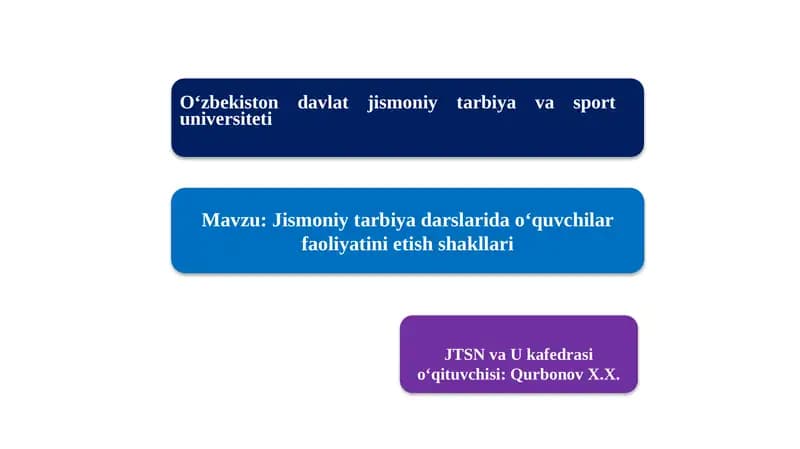 Jismoniy tarbiya darslarida o‘quvchilar faoliyatinietish shakllari