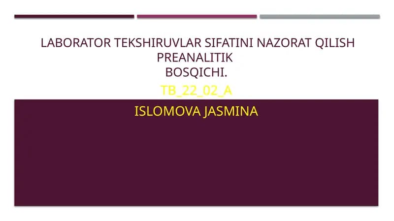 Laboratortekshiruvlar sifatini nazorat qilish