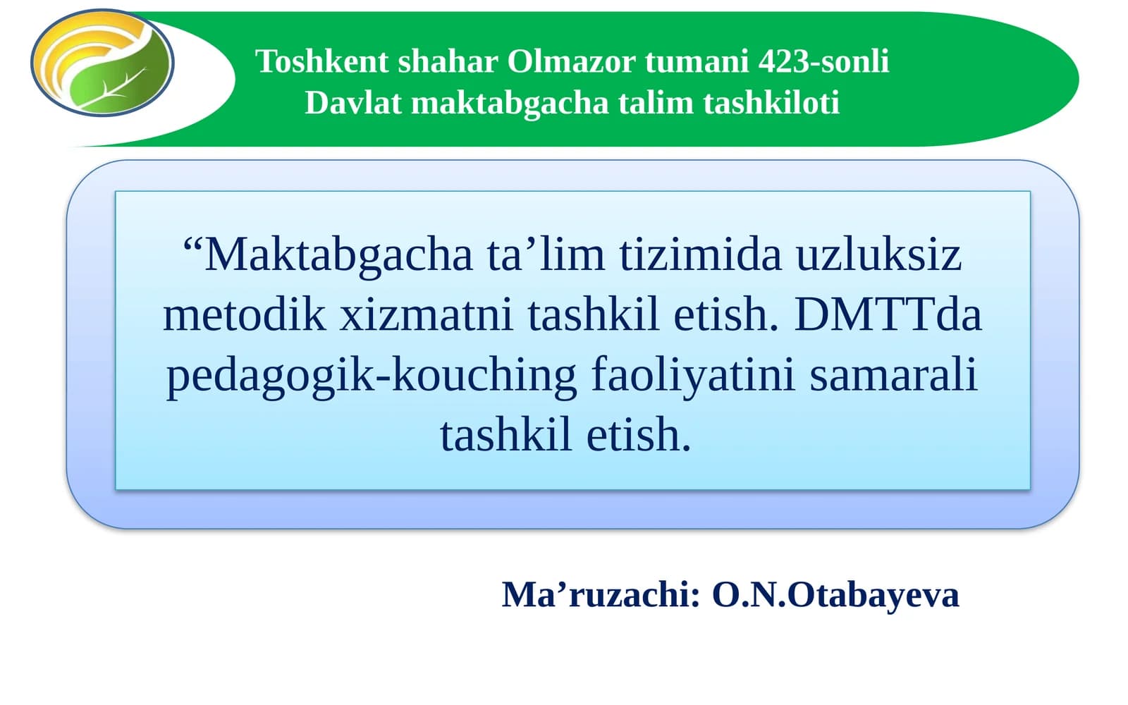 Davlat maktabgacha ta’lim tashkilotlarida “Pedagogik-kouching” faoliyatini tashkil etish tartibi to‘g‘risidagi namunaviy NIZOM