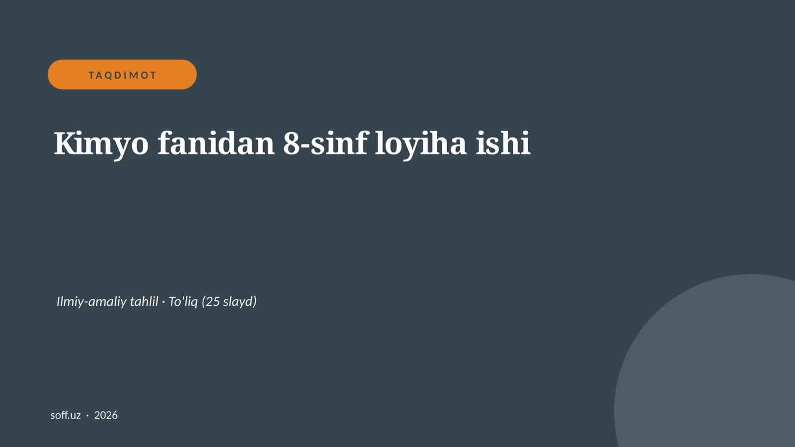 Kimyo fanidan 8-sinf loyiha ishi