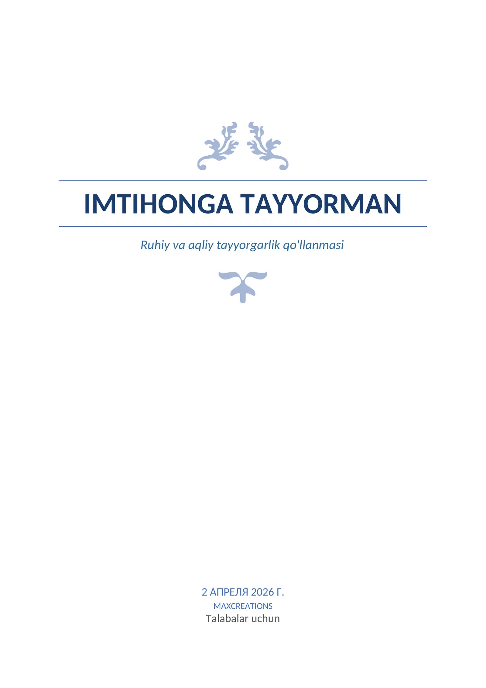 IMTIHONGA KIRISHDAN OLDIN QO'LANMANMA