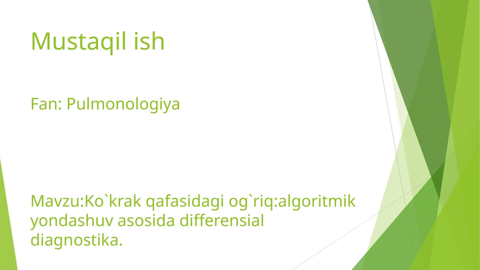 Pulmonologiya - Ko`krak qafasidagi og`riq