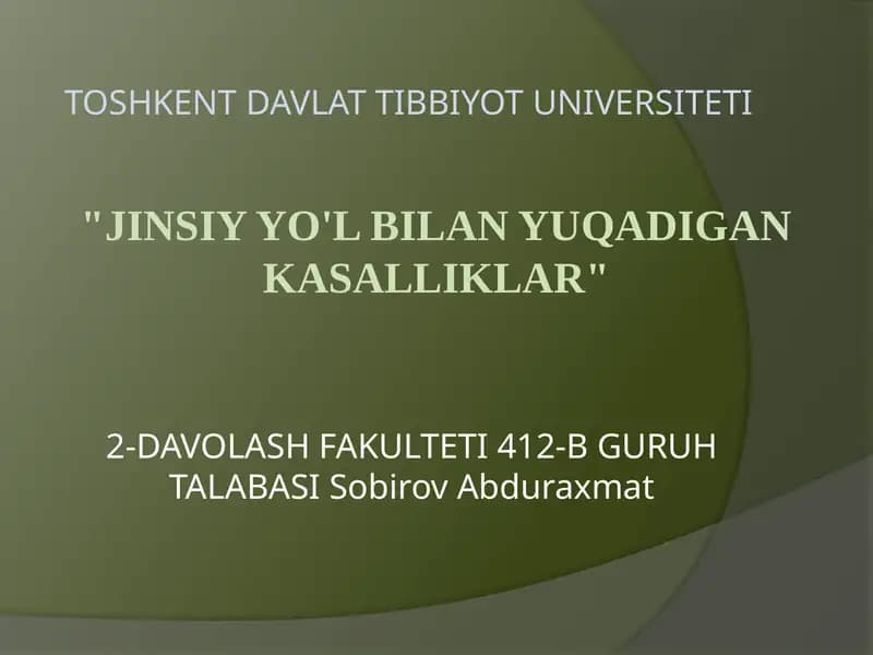 Jinsiy yo'l bilan yuqadigan kasalliklar