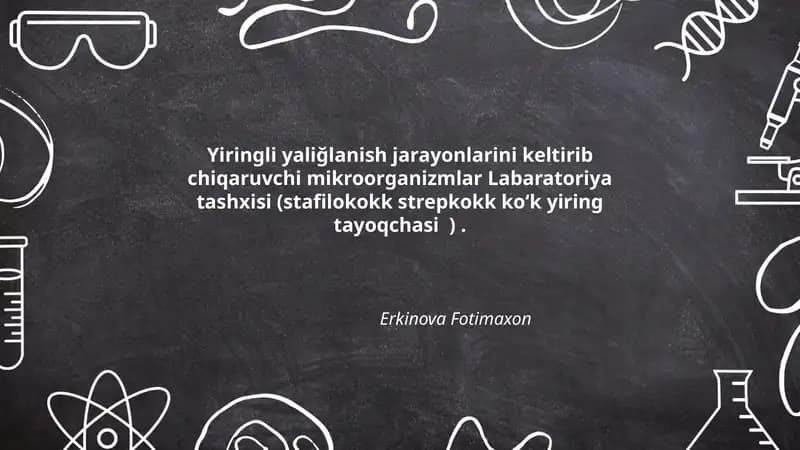 Yiringli yaliğlanish jarayonlarini keltirib chiqaruvchi mikroorganizmlar Labaratoriya tashxisi