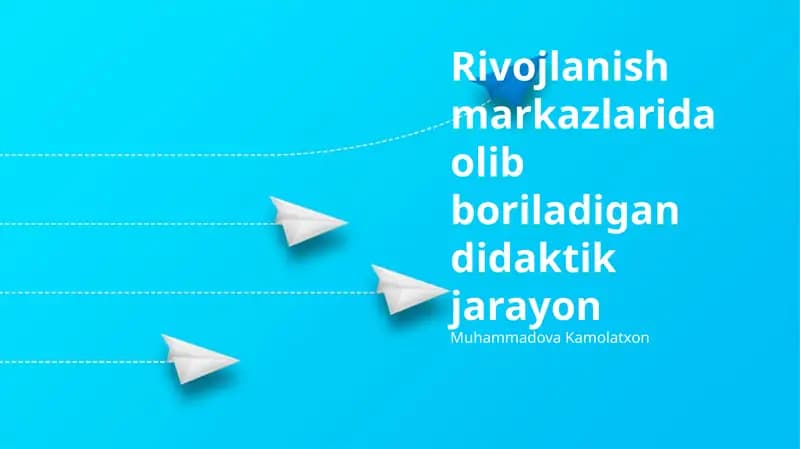 Rivojlanish markazlarida olib boriladigan didaktik jarayon
