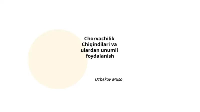 Chorvachilik chiqindilarini boshqarish