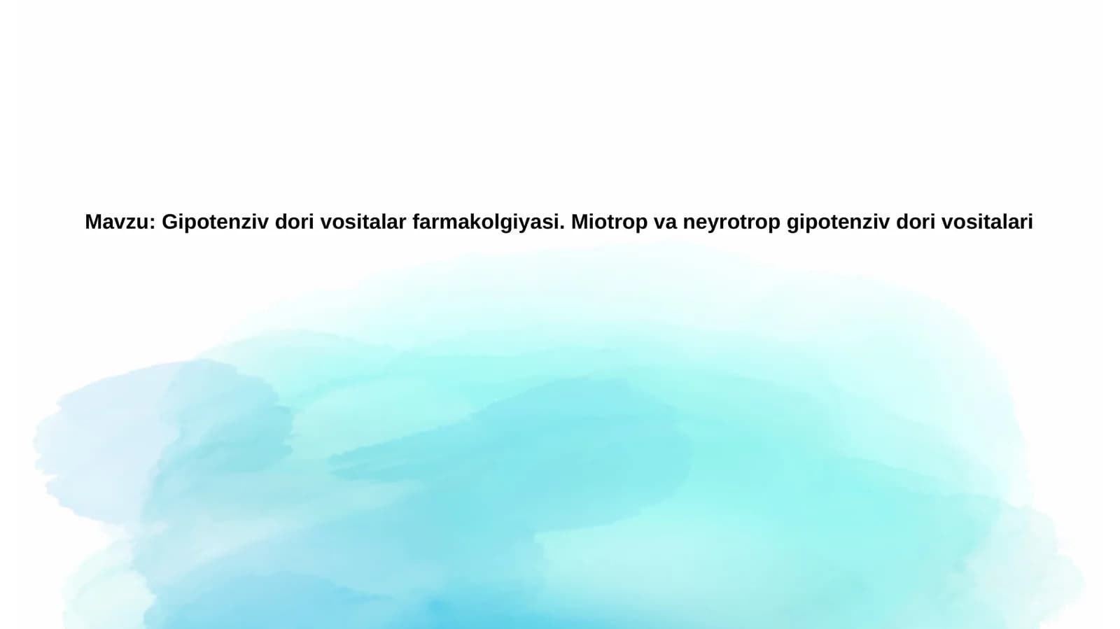 Gipotenziv dorilarning farmakologiyasi