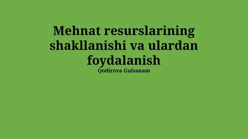 Mehnat unumdorligini oshirish yo'llari