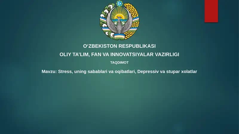 Stress, Depressiya va Stupor: Asosiy tushunchalar va sabablari
