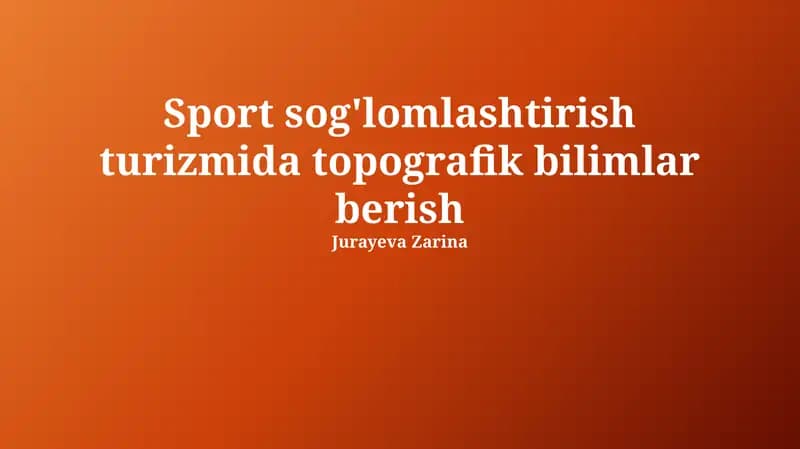 Topografik bilimlar va sport turizmi
