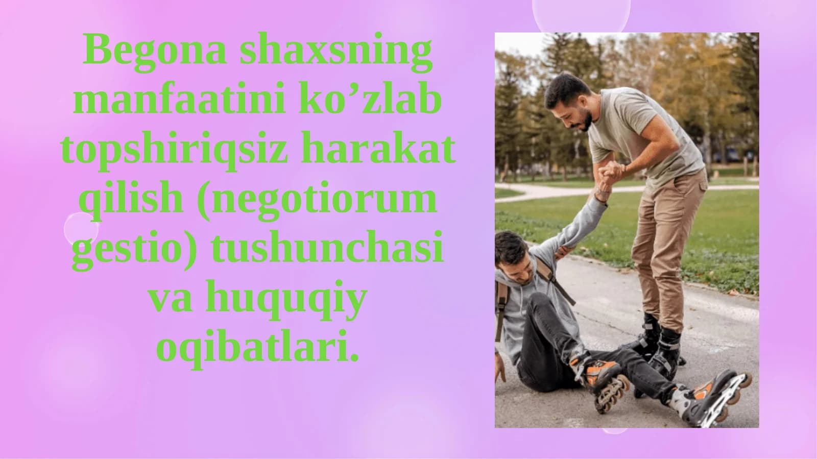 Begonashaxsningmanfaatiniko’zlabtopshiriqsizharakatqilish