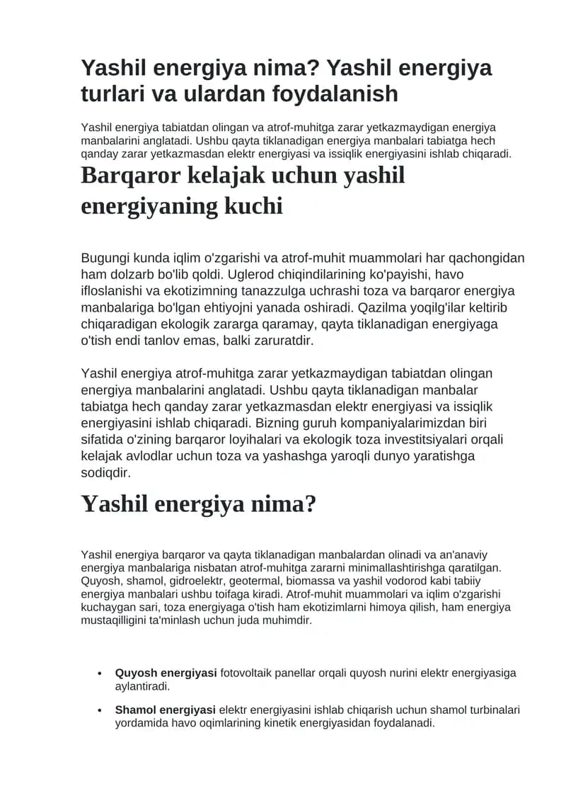 Yashil energiya