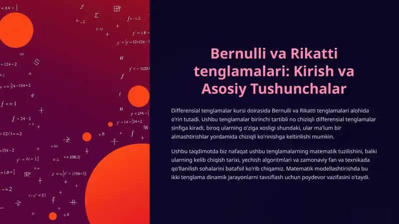 Bernulli va Rikatti tenglamalari