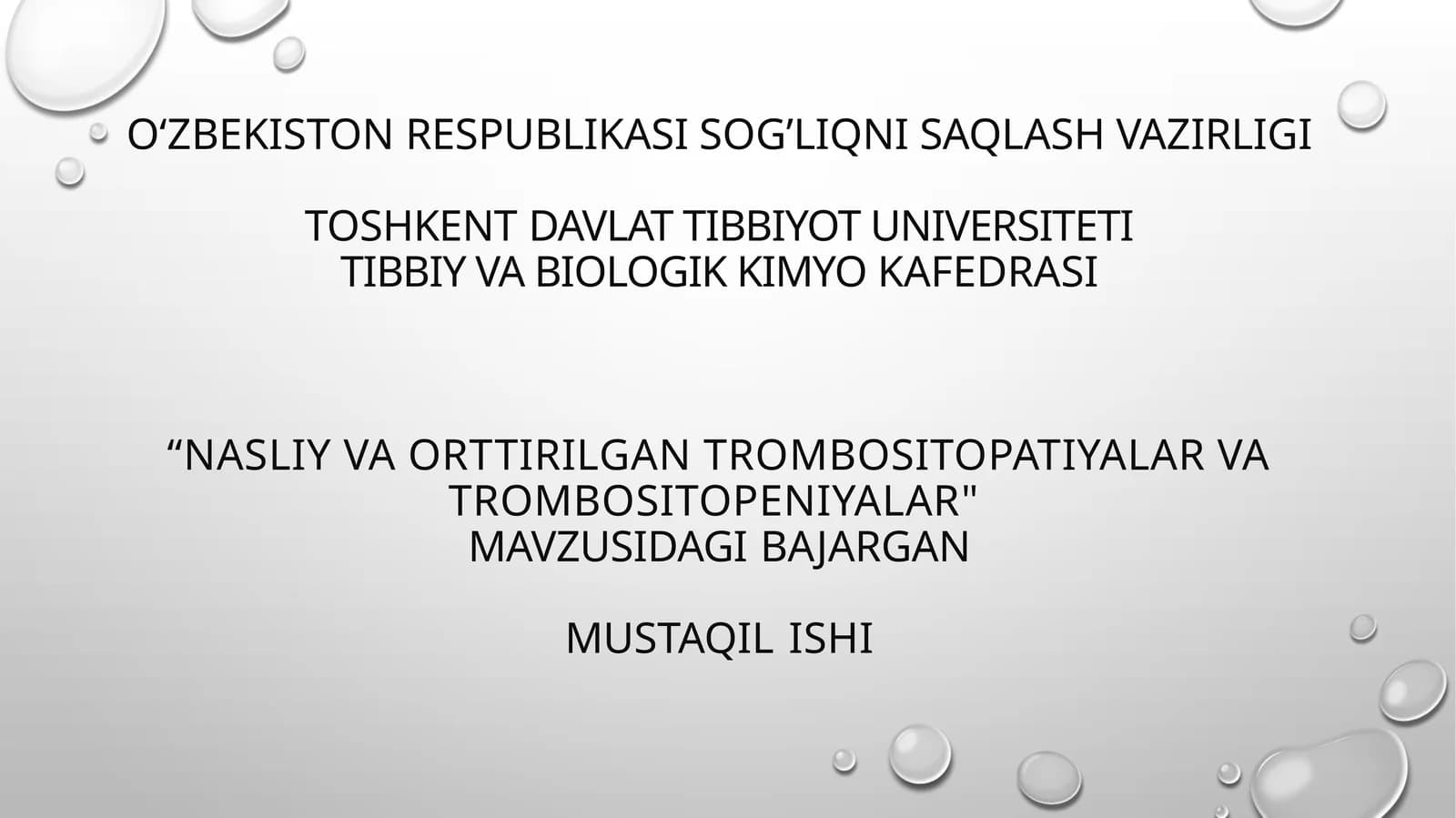 Nasliy va orttirilgan trombositopatiyalar va trombositopeniyalar