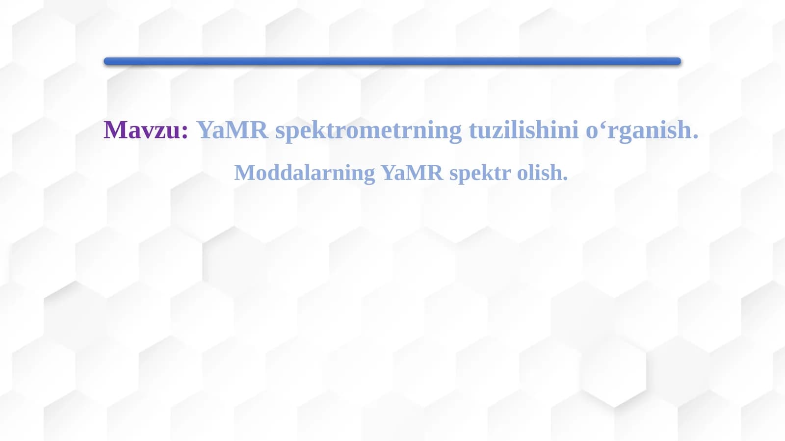 YaMRspektrometrning tuzilishi va moddalarining YaMR spektrolishi