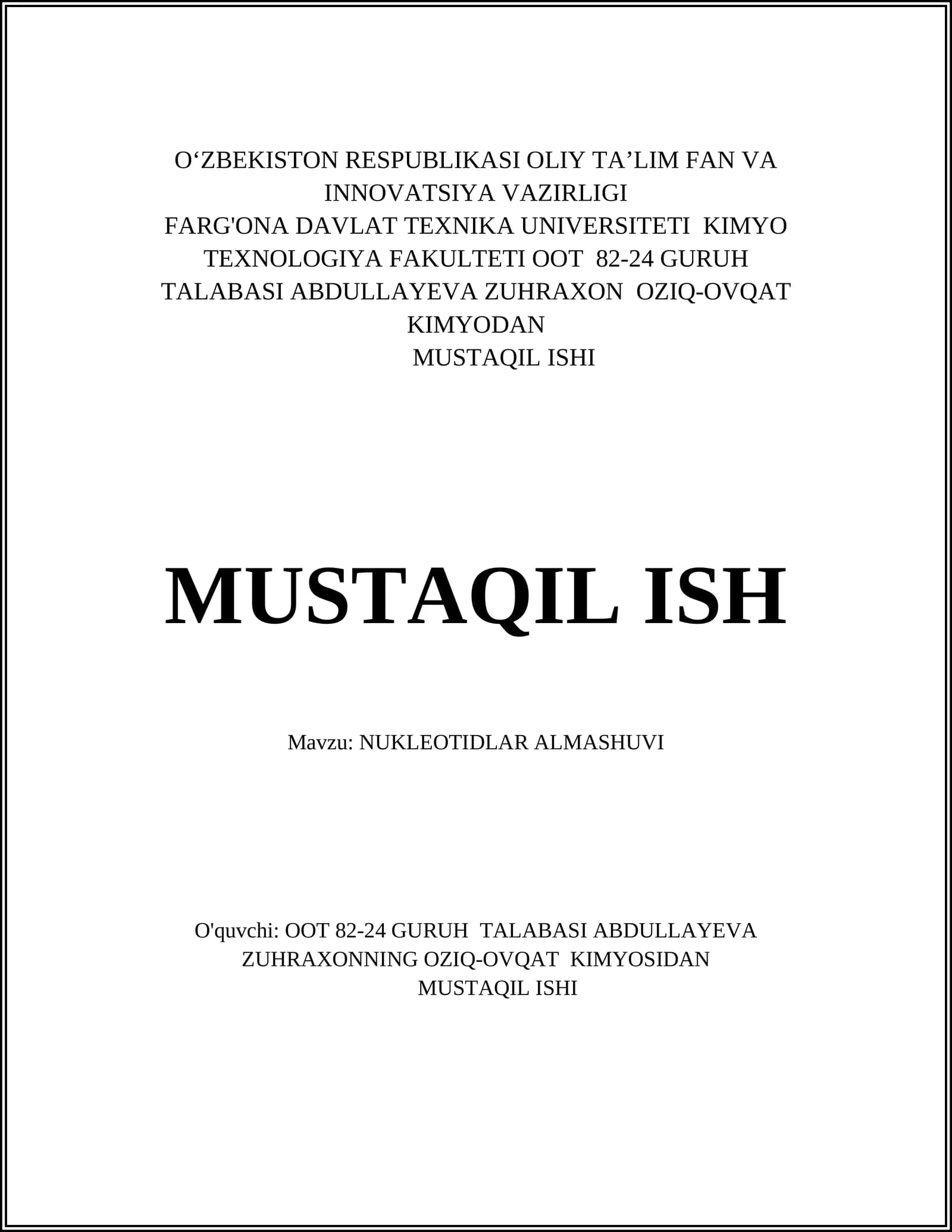 NUKLEOTIDLAR ALMASHUVI