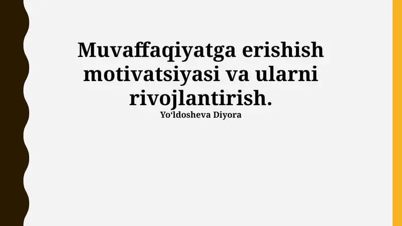 Muvaffaqiyatga Erishish Motivatsiyasi