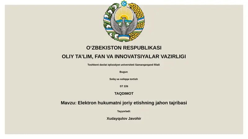 Elektron hukumatni joriy etishning jahon tajribasi