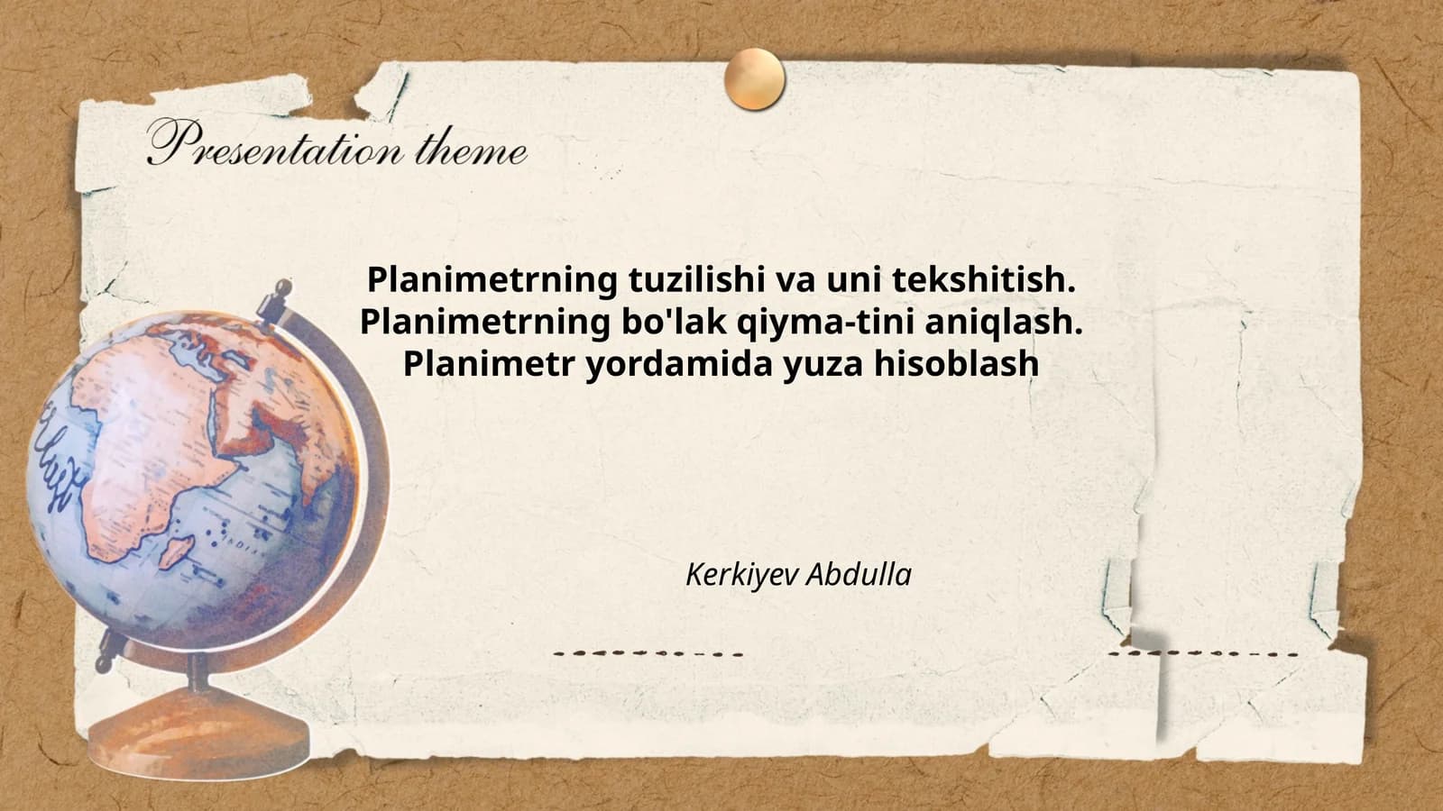 Planimetrning tuzilishi va uni tekshitish