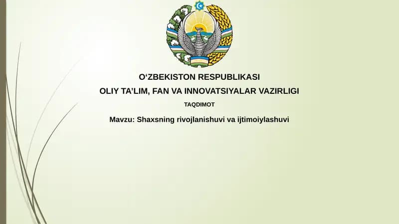 Shaxsning rivojlanishi va ijtimoiy lashuvi