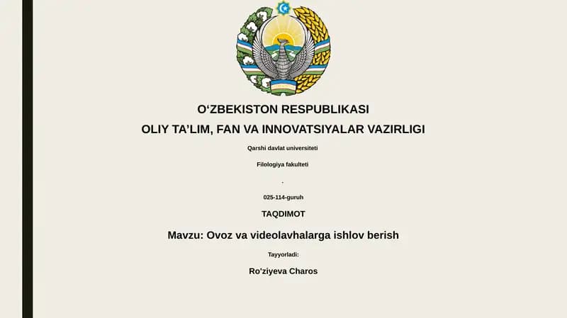 Ovoz va videolavhalarga ishlov berish