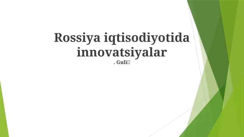 Rossiya iqtisodiyotida innovatsiyalar