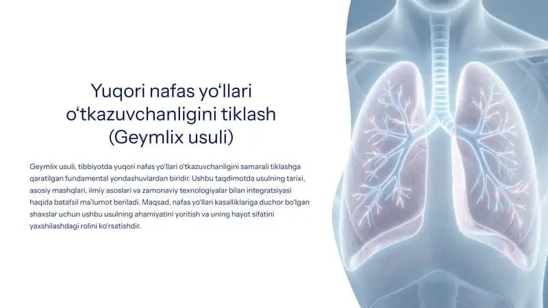 Yuqori nafas yo‘llari o‘tkazuvchanligini tiklash (Geymlix usuli)