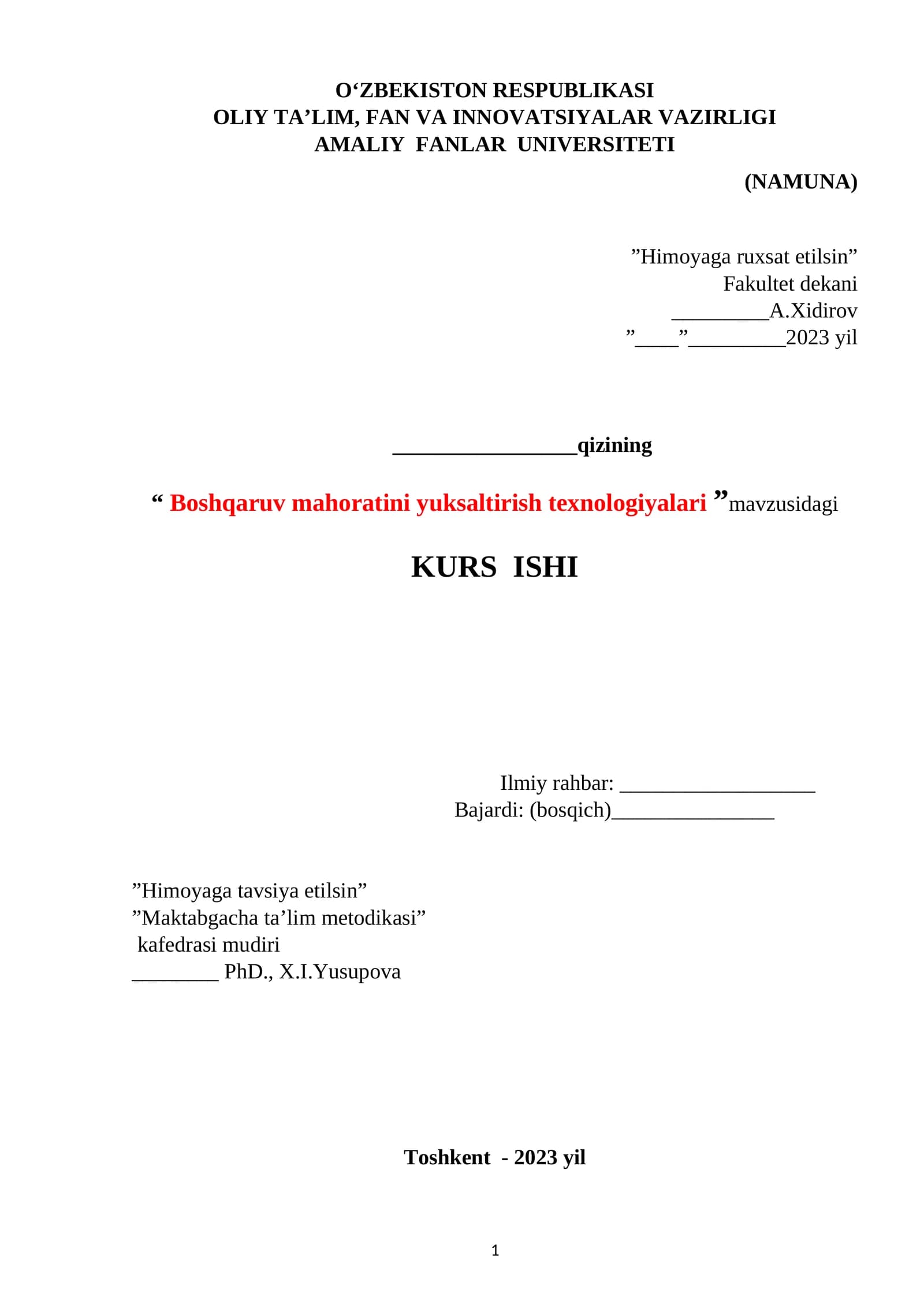 Boshqaruv mahoratini yuksaltirish texnologiyalari