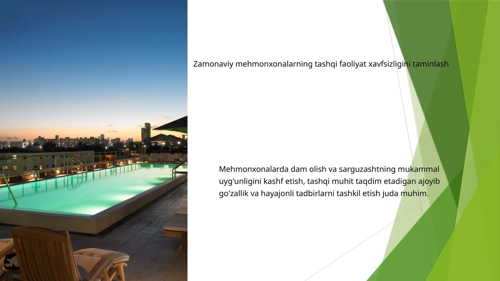 Zamonaviy mehmonxonalarning tashqi faoliyat xavfsizligini taminlash