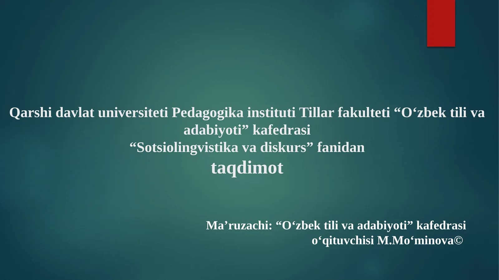 Sotsiolingvistika va diskurs fan taqdimoti