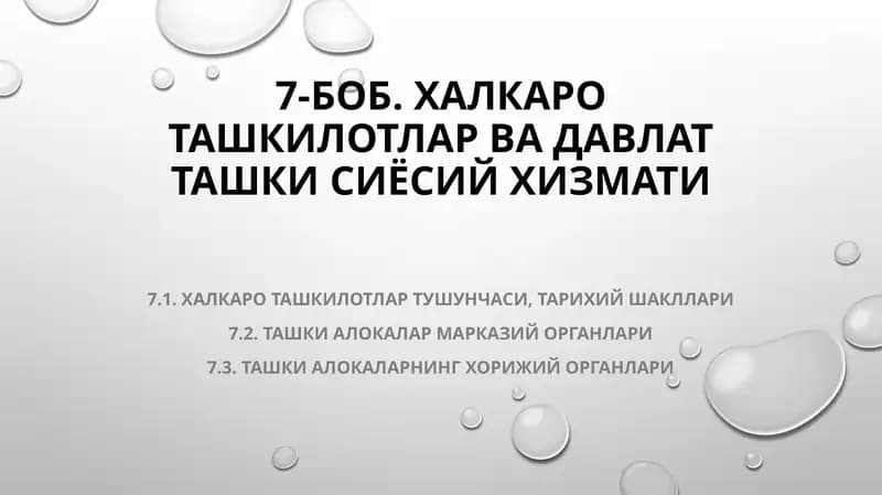 Халкаро ташкилотлар ва давлатта шкисий хизмати