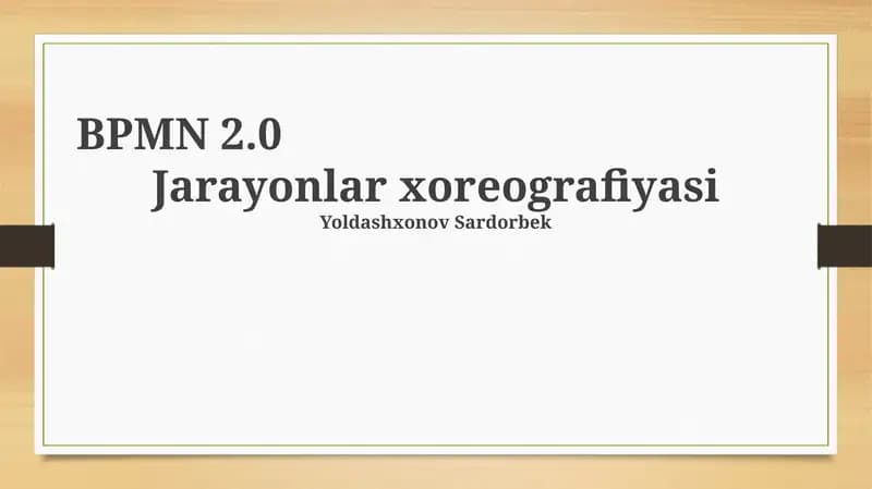 BPMN 2.0 Xoreografiyalari: Asoslar va Kontseptsiya