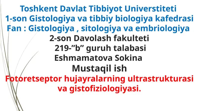 koʻzning retseptorlik xususiyatlari