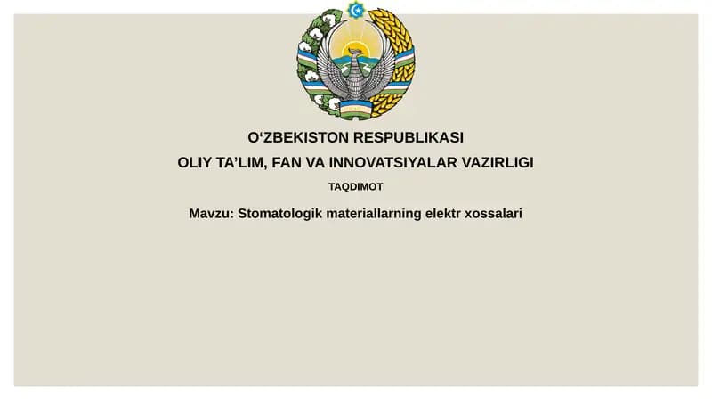 Stomatologik materiallarning elektrxossalari