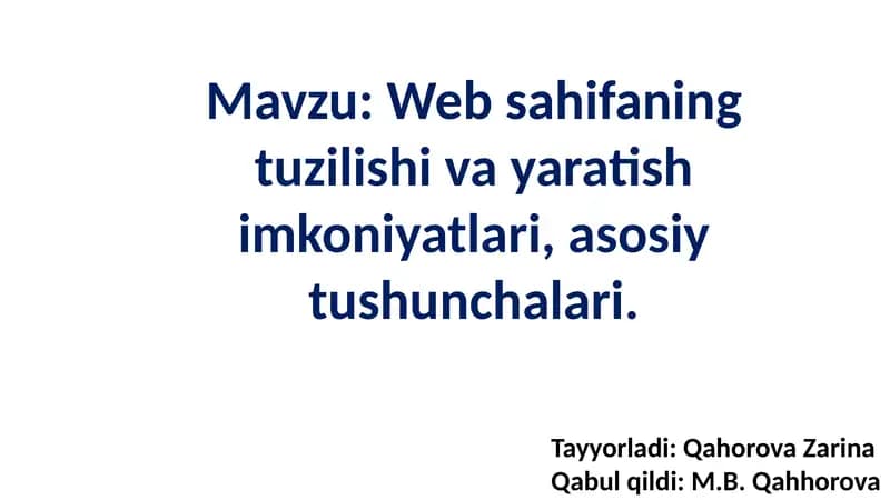 Veb-sahifa yaratish: Boshlang'ich qo'llanma