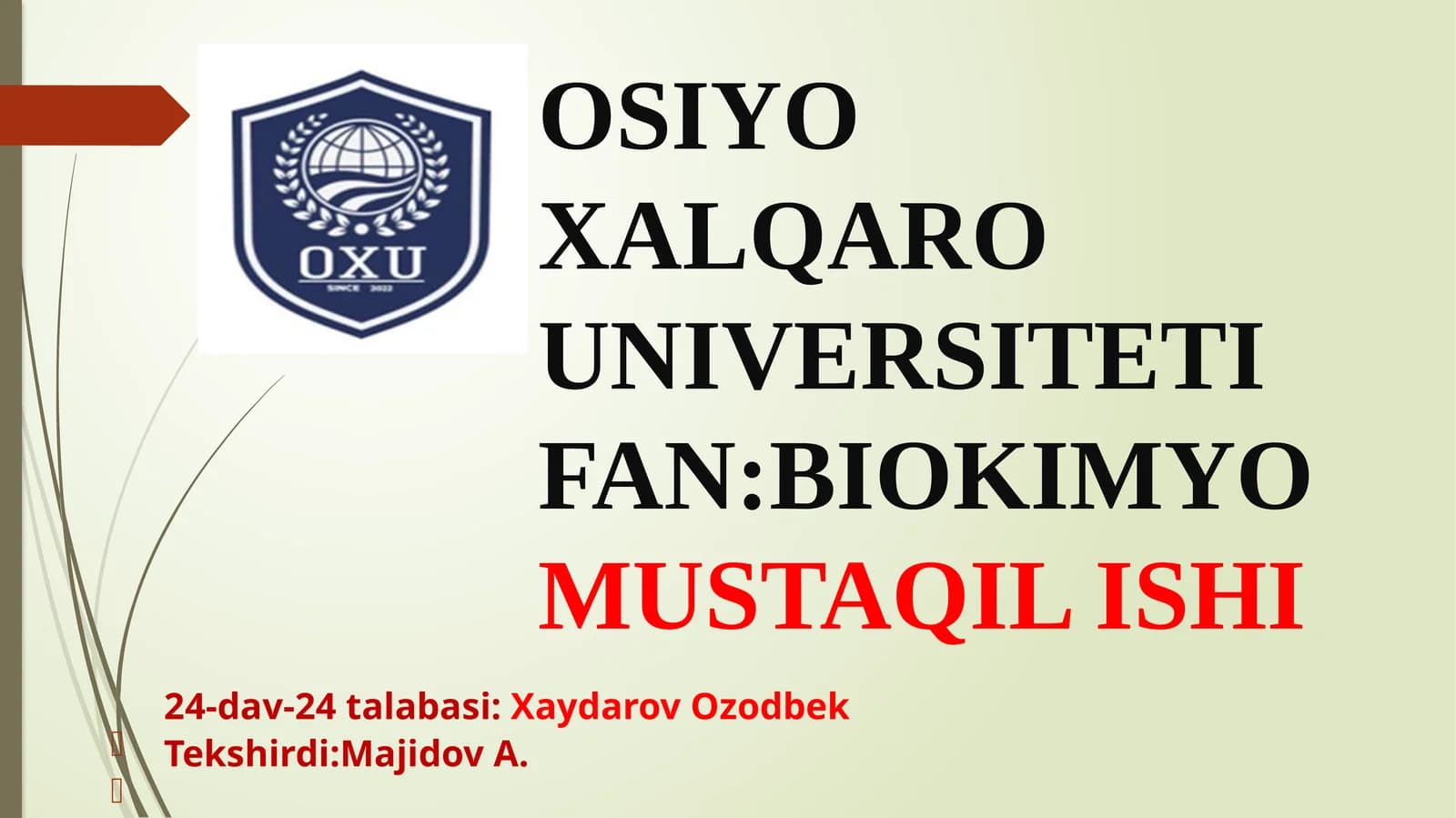 BIOKIMYO MUSTAQIL ISHI