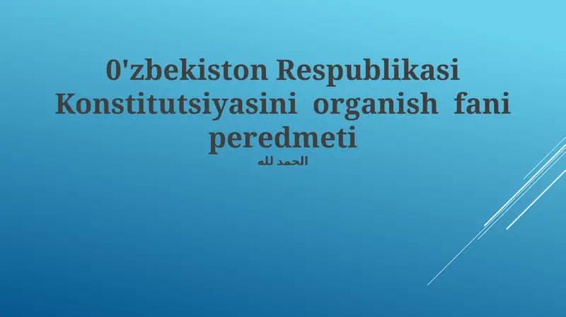 Konstitutsiyaning Asosiy Prinsiplari